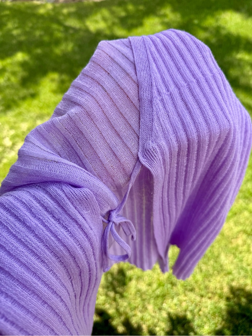 Mango Lilic Purple Knit Tue-Front Cardigan Long Sleeve Sweater - Picture 6 of 9